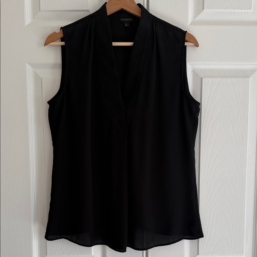 Talbots Black V-Neck Sleeveless Blouse